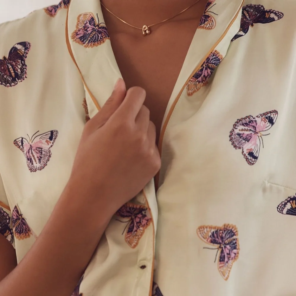 By Anthropologie Silky Patterned Pajama Set - Picture 2 of 3